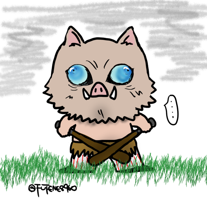 🐈‍⬛Kohana Tsuzumi🐈さんがTwitterに投稿した嘴平伊之助(鬼滅の刃)のイラスト。