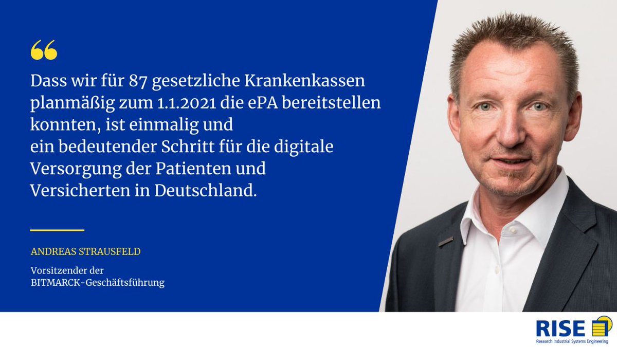 RISE_Health_'s tweet image. Pünktlich zum 1.1.2021 ist die von RISE und #Bitmarck entwickelte #ePA online.  Wir freuen uns über die tolle Zusammenarbeit mit @Team_Bitmarck und @gematik1