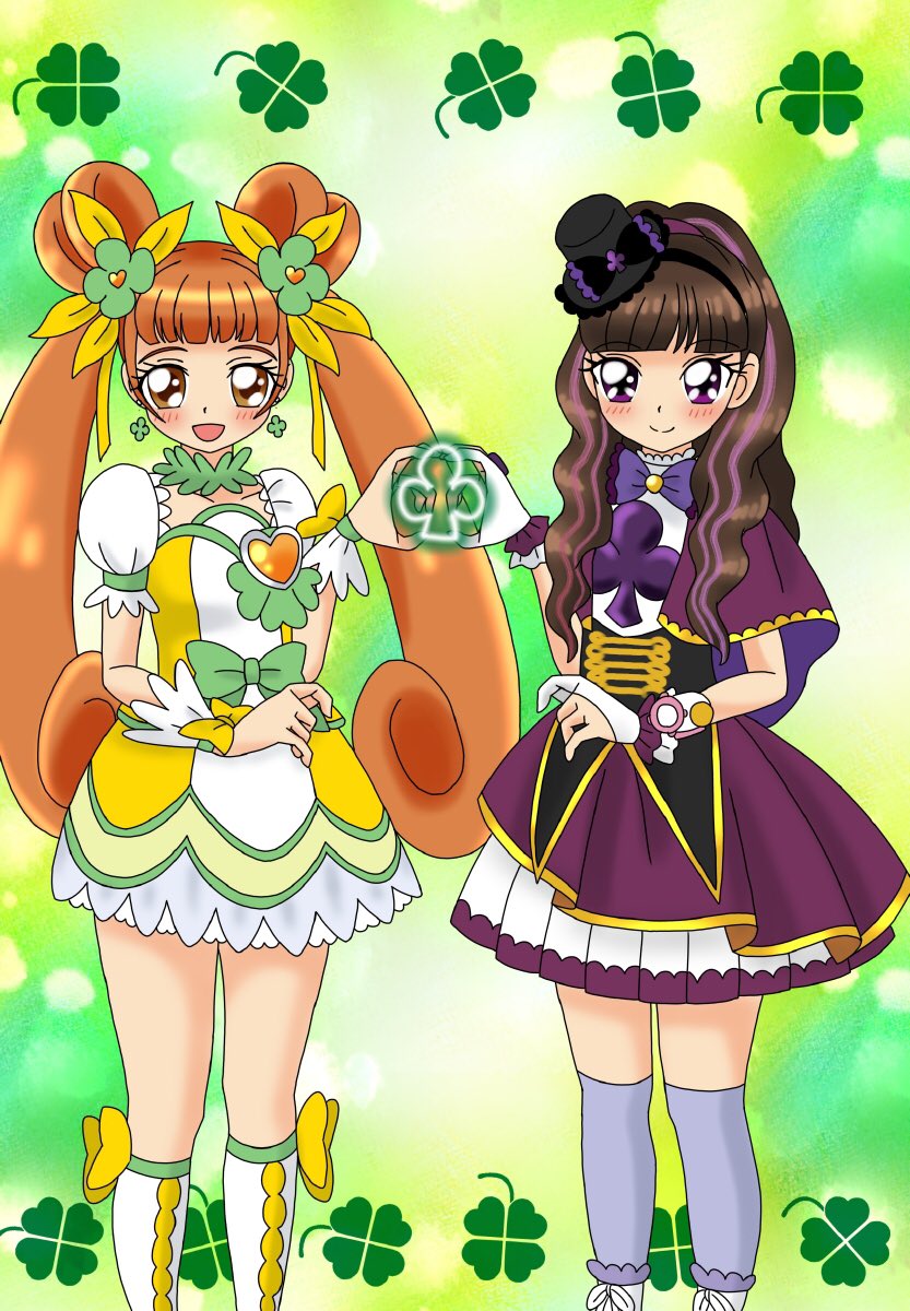 岡 怜央奈２ 四葉 ヨツバ プリキュアイラスト キュアロゼッタ ガールズ戦士 イラスト 紫月ヨツバ
