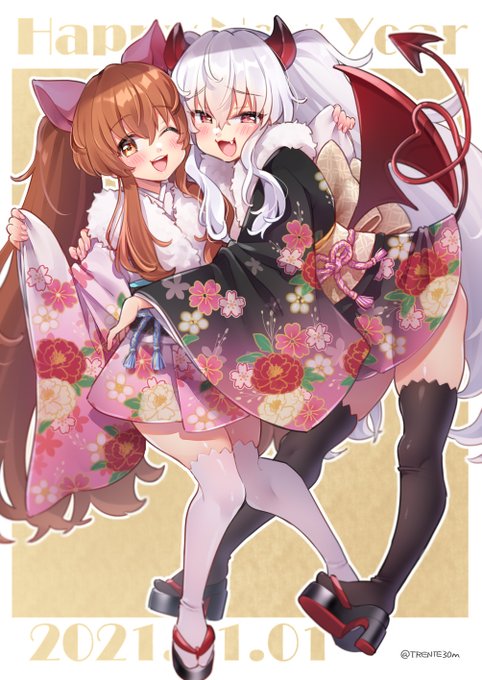 アロエちゃん×グリムアロエちゃんでハッピーニューイヤー🥳🎍アロエちゃんお誕生日おめでとう🎂🎉 