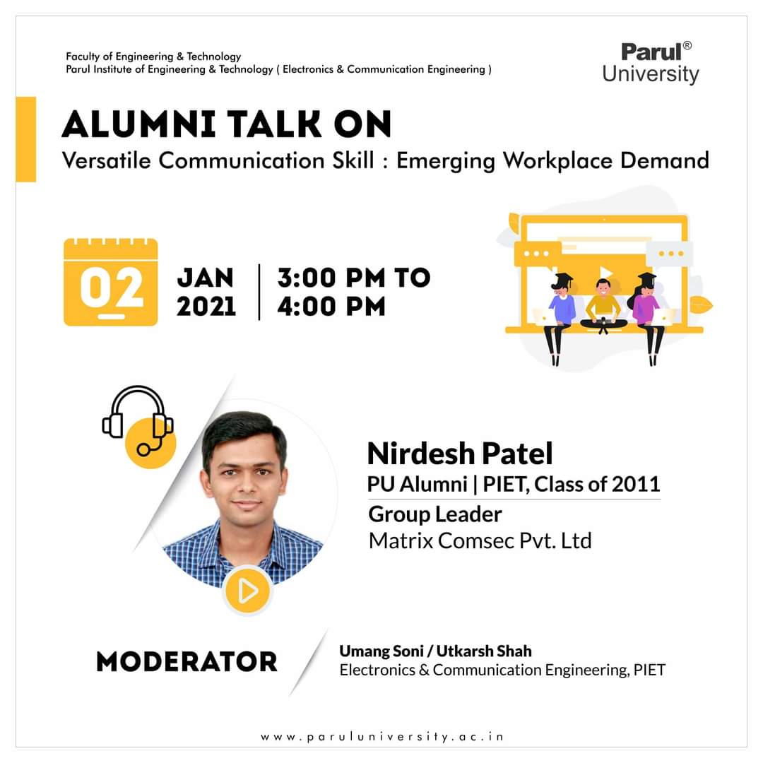 ParulAlumni's tweet image. #VirtualAlumniTalk
#PIETAlumni
#PUAlumniAssociation
#ParulUniversity