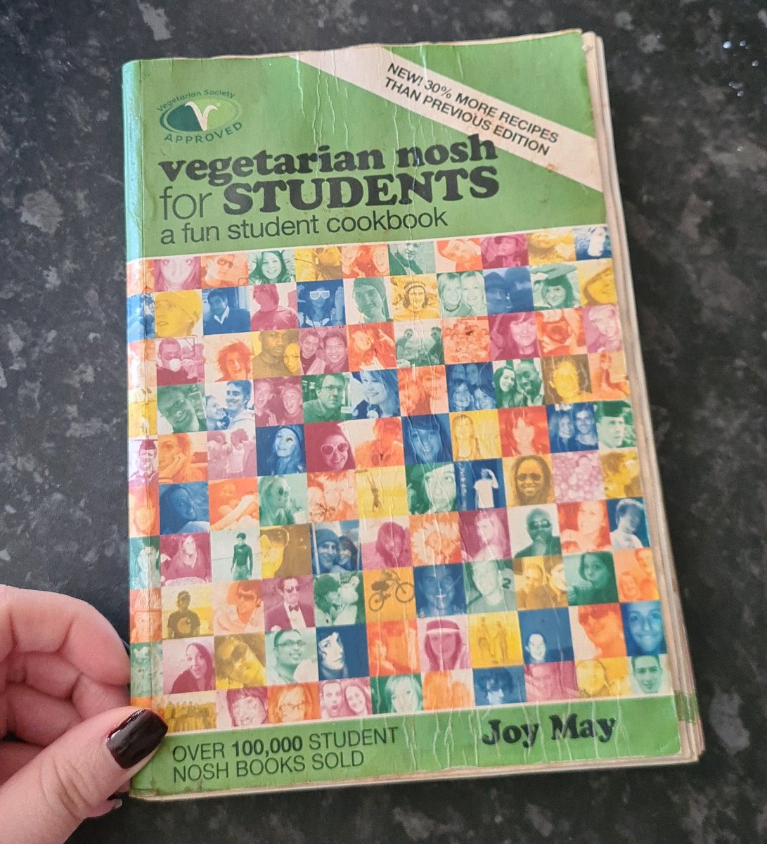 (Re)learn to cook! When you give up meat you might need to relearn cooking. I got stuck in a cheese pizza phase for a while before picking up this gem of a cookbook. As you can tell I've made good use out of it.