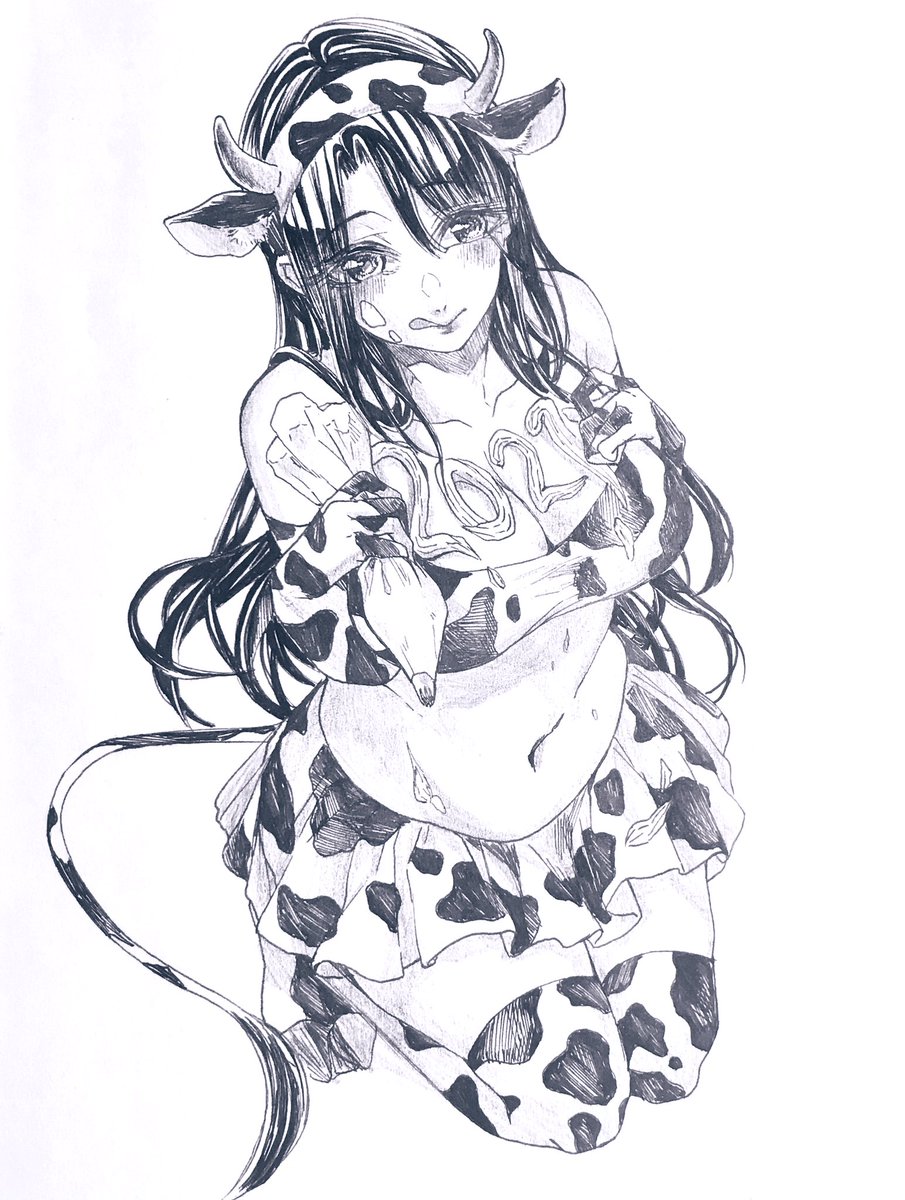 せっかく丑年なのに誰も牛の女の子年賀状も絵もくれなかってー でも今年みんなヤバい 衣織のイラスト せっかく丑年なのに誰も牛の女の子年賀状も絵もくれなかってー でも今年みんなヤバい 衣織のイラスト