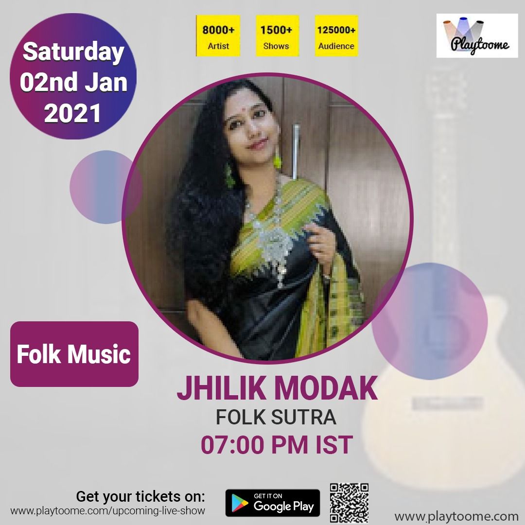 playtoome's tweet photo. Enjoy the amazing evening with Jhilik Modak. Grab your ticket and support her on https://t.co/abahDWmVm3

#folk #livefromhome #performance #artists #talent #joinnow #support #performance #artists #talent #evening #weekendvibes https://t.co/13qiUoMiT2