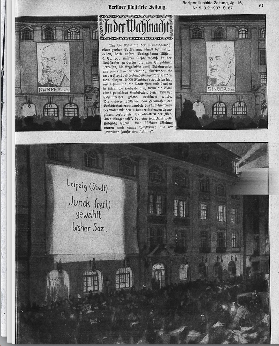 Dazu trugen die Wahlen bei, deren Praxis oft mehr über die Demokratisierung aussagen als der Verfassungstext. Im Kaiserreich wurden Reichstagsreden in Zeitungen abgedruckt u in Kneipen diskutiert. Hier Public Viewing bei der Wahlnacht 1907.Literatur:  https://www.springer.com/de/book/9783658160975