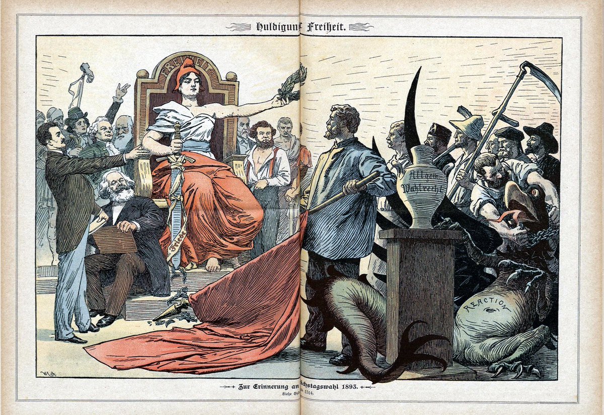 Doch die Sozialdemokratie war stark&selbstbewusst! Das Ende d Sozialistengesetze hielt sie (nicht zu unrecht) für ihren Erfolg (u nicht „der Kaiser“ beendete die Gesetze, wie immer wieder behauptet wird,sond das Parlament).Hier feiern die Sozialisten ihren großen (Wahl)Sieg 1893