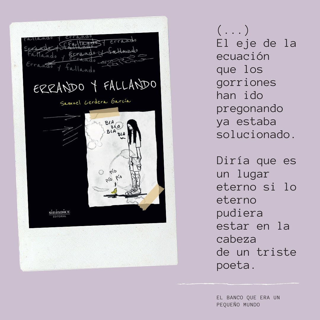 SamuelCerdera's tweet photo. Espero que este año se puedan hacer cositas por fin con #ErrandoYFallando, que hay ganas. @Sinindice 

¡Apoyemos a la cultura!

#Literatura #Poesía #Poema #Poemario #libros https://t.co/kFZHCCHmJz