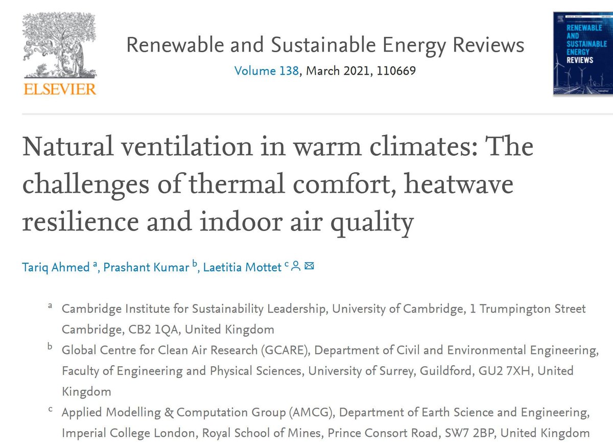 pk_shishodia's tweet photo. [1of2] #Indoor #ventilation is important to #limit #COVID19 #infections, but also for #indoorairquality &amp; #resilience against #heatwaves. If #ventilation is #natural, added benefit are reduced #energydemand &amp; #climatechangeadaptation. Our #recent article: https://t.co/HdLh9gTXTZ https://t.co/idhhWatrpQ