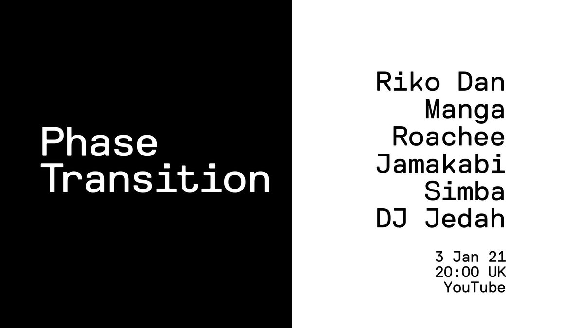 2021 we are in you 🚀 kicking off this Sunday at 20:00 UK time with the premiere of something beautiful we did in the name of grime. Stream will be FREE, chat will be LIVE <a href="/TheRikoDan/">Riko Dan</a> <a href="/MangaStHilare/">Manga Saint Hilare</a> <a href="/RoachMaterial/">Big Roach 💥</a> <a href="/JAMAKABI/">Jamakabi</a> @dj_jedah MORE POWER 🙏🏼
