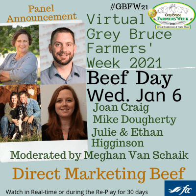GBFarmersWeek's tweet photo. Announcing our Panel on Virtual #GBFW21 #Beef Day - Jan 6th, Direct Marketing Beef. Panelists - Joan Craig, @wildmeadowsfarm_ontario & Ethan & @JulieHigginsonn
#ontag #CdnAg #AgEvent #Agriculture #AgCan #Agproud #farm365 @OntarioBeef @CanadianBeef #Virtual #Conference https://t.co/8CtqR09aK2