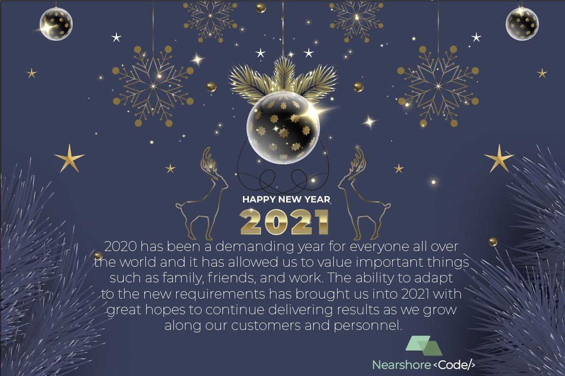 nearshorecode's tweet image. Happy New Year!!🎆✨

#technology #NewYear2021