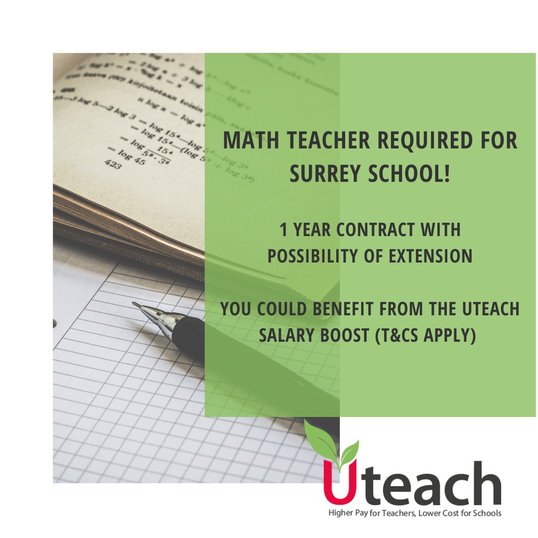 We're kicking off 2021 straight away with this fantastic Maths post in Surrey! 

Apply today! uteachrecruitment.com/careerportal/#…

#EdChat #EdLeaders #Edu #Education #Educhat #Parents #TeacherJobs #Teachers #covid19 #UKSchools