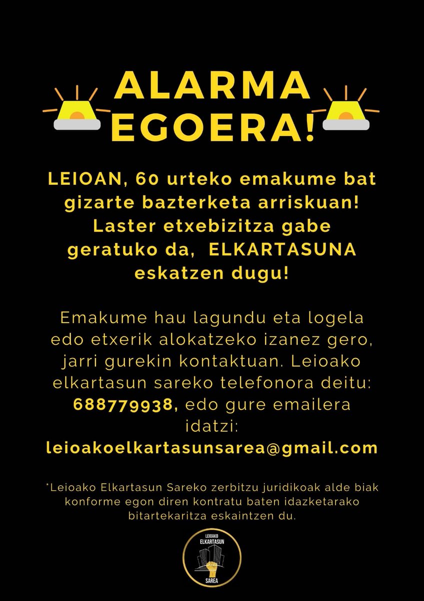 Alarma egoera Leioan.