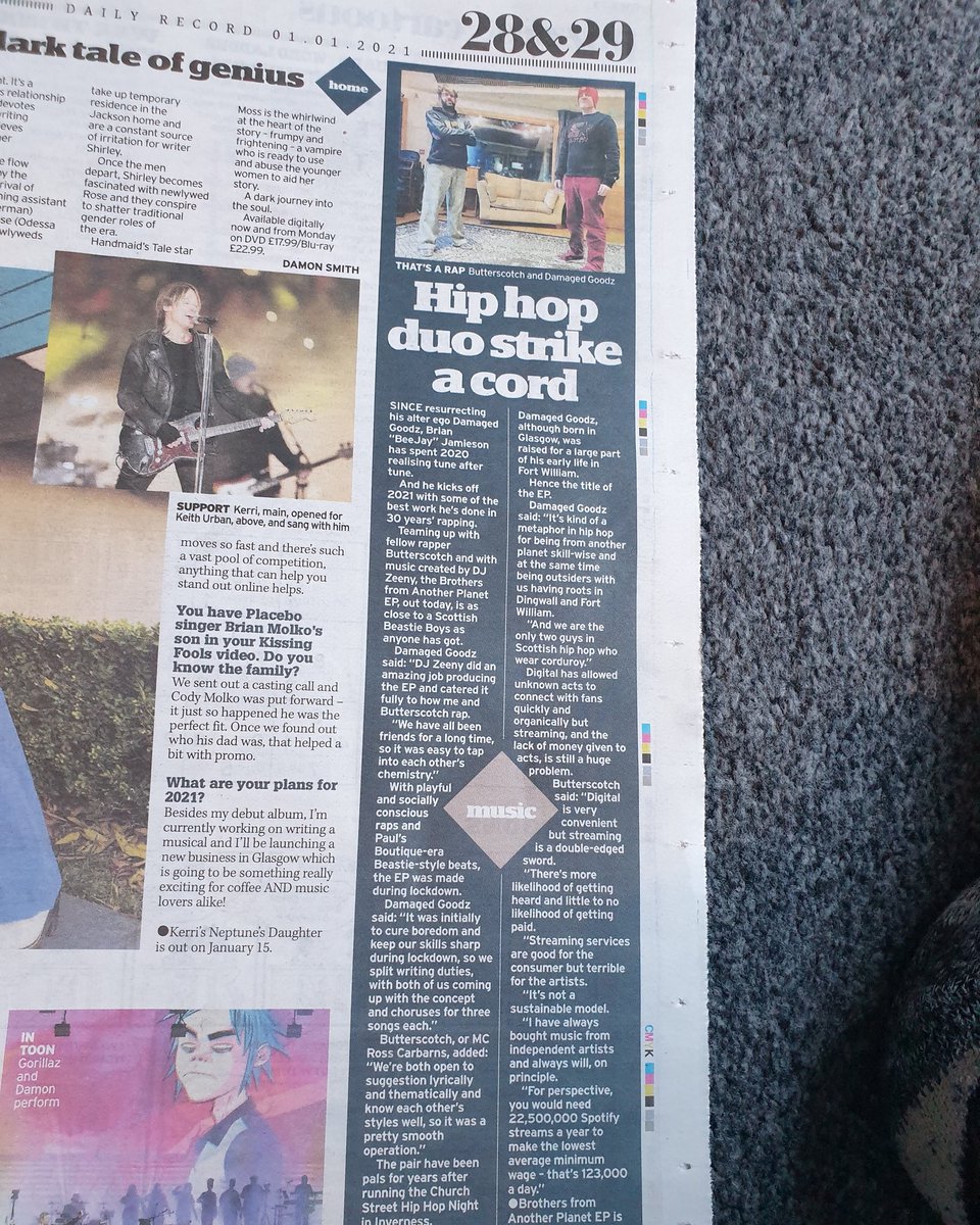 BUTTERSCOTCH &amp; DAMAGED GOODZ article in the <a href="/Daily_Record/">The Daily Record</a> today courtesy of <a href="/RickFulton1/">Rick Fulton</a>.EP out today as well.Good times!