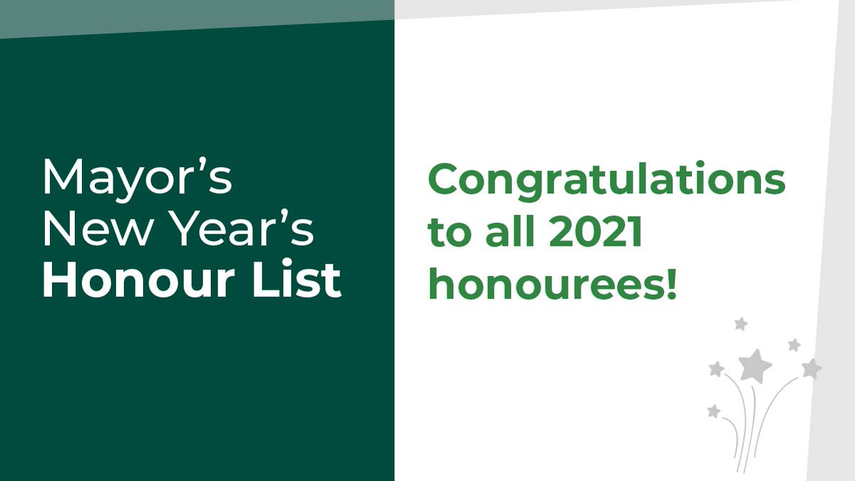 CityofLdnOnt's tweet photo. The annual Mayor’s New Year’s Honour List celebrates members of the #LdnOnt community in ten categories of achievement to recognize the diversity of philanthropic work taking place in our city.

Congratulations to all of the 2021 honourees: https://t.co/Rr7P7Uokyf https://t.co/RmDVejMGb9