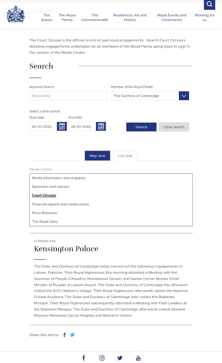 And lastly, I would like to mention a detail that I noticed while reviewing CC. When you choose Kate as a Royal Family Member, there're only 1 day records for Pakistan and Ireland, but when you choose William, all days are visible.I'm confused  Can anyone help me with this?