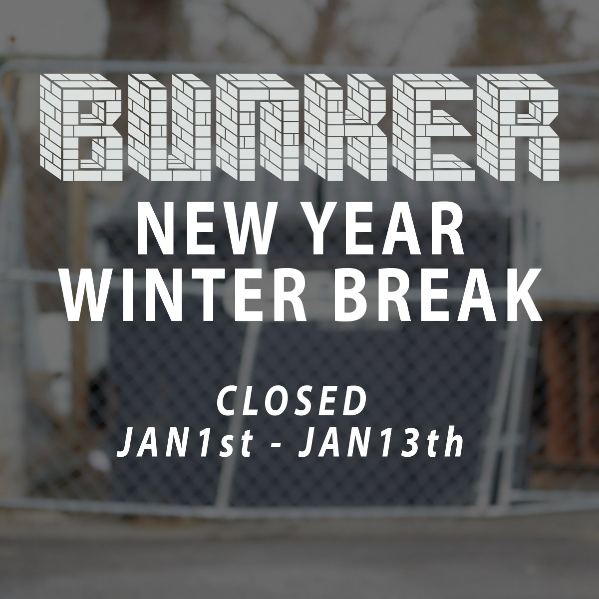 Happy New Year! 🥂 We'll be closed Jan 1st-Jan13th to wash off the 2020 .  The bar is low 2021, you got this.
#dumpsterfireyear #winterbreak #lookingahead