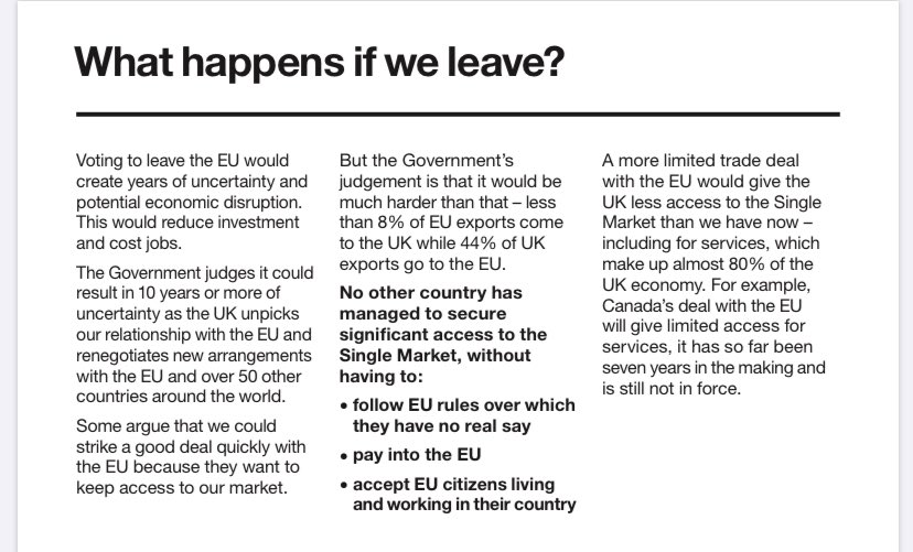 [16] From the Government’s own leaflet in 2016, stating a zero tariff zero quota deal was not possible without paying millions to Brussels and accepting EU rules.Paging ‘Dave’ and George Osbourne! We just agreed exactly that.