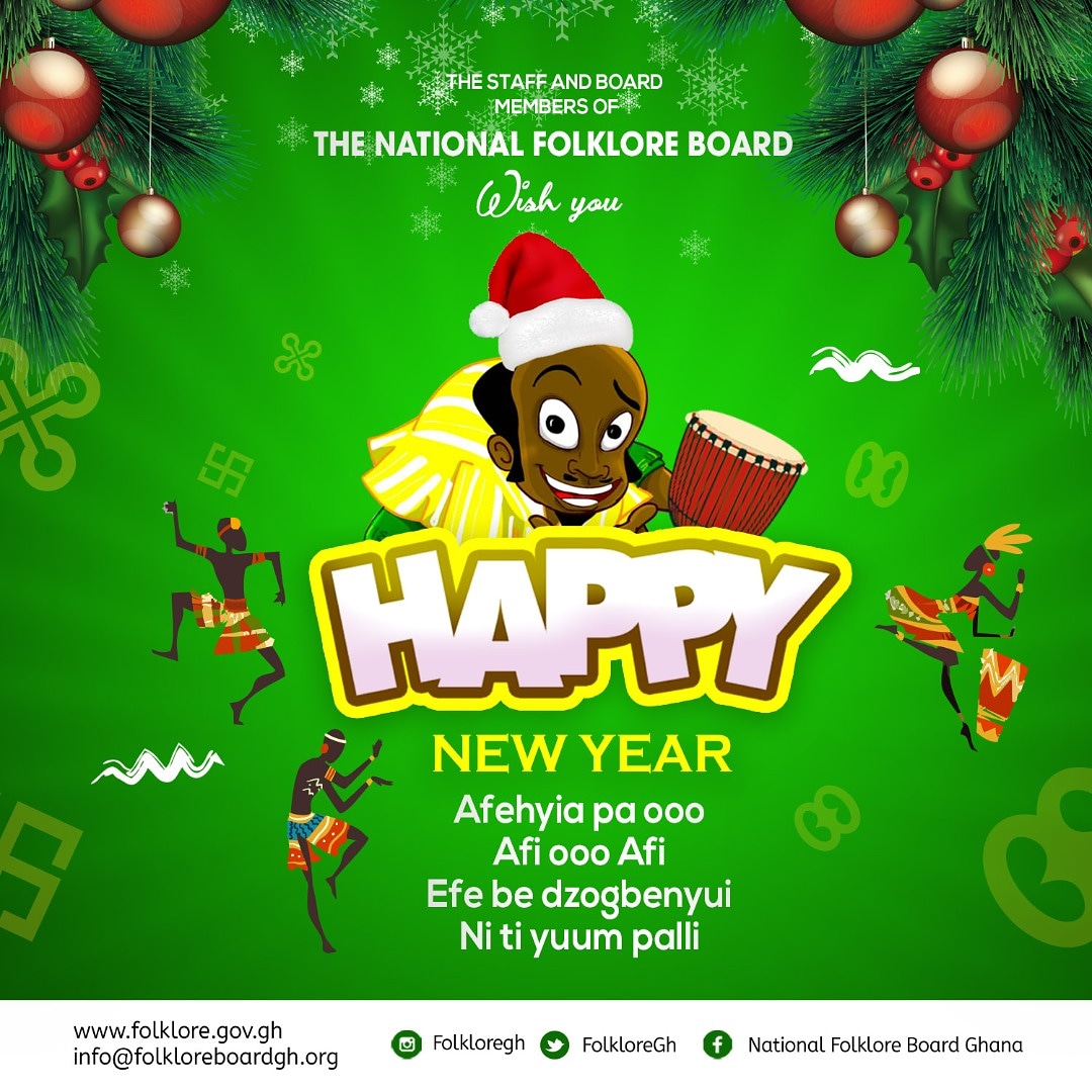 Happy New Year 
Have a folkloric New year!
Children's Fun Folklore Day comes on tomorrow at the Accra Mall food court. Come with you family and have fun
🌲🌲🌲🌲
#HappyNewYear2021
#merrychristmas 
#Folklore