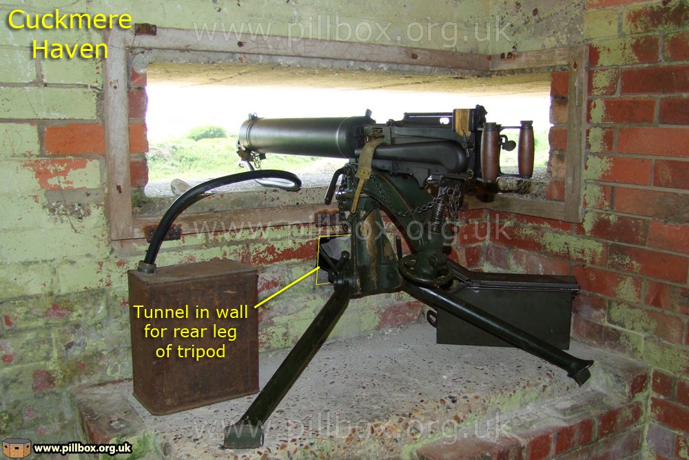 Looking through the SW embrasure, the camera picked up the presence of a concrete table for a Vickers machine gun (MMG); the only known weapon-specific mounting at Pevensey Castle so far. The indents and tunnel are features seen in MMG pillboxes at Rye & Cuckmere Haven. 9/16