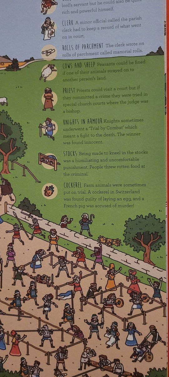 They had me at "comes with a free magnifying glass" to be honest but it's more than that. Medieval scenes and detailed cutaways reminiscent of Where's Wally. I can imagine children spending ages poring over these pages.