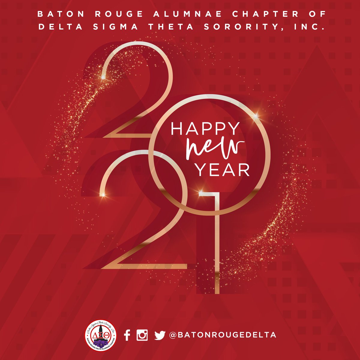 As we celebrate the joy of a new year, let us be more inspired to serve, remember the ones who we lost this year, but cherish the memories we created. Here's to a joyful, present and prosperous future. 
Happy New Year from Delta Rouge Delta!

#DST2021 #DST1913 #BatonRougeDelta