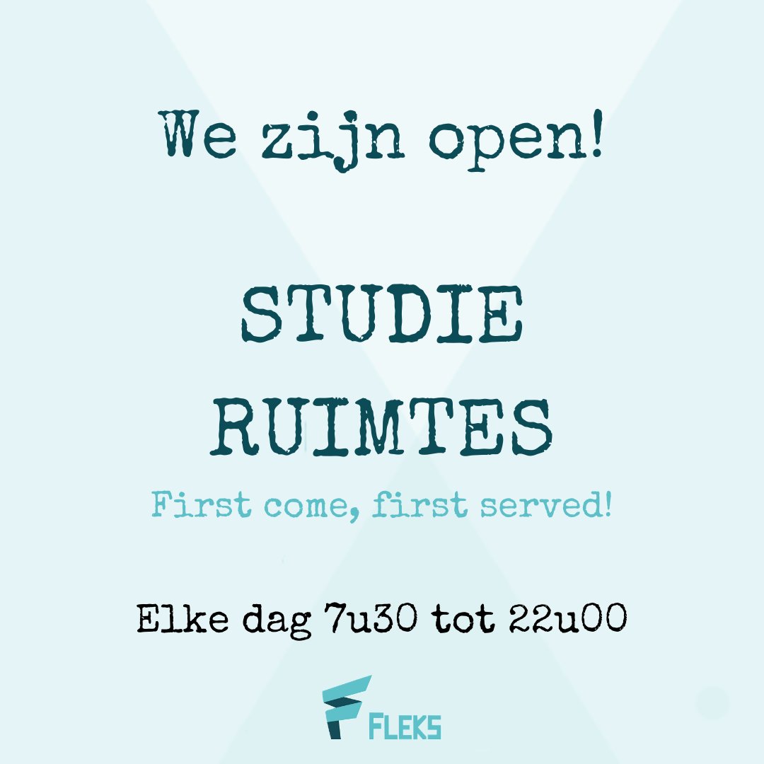 OPROEP STUDIERUIMTES:
De deuren zullen vanaf morgen openen om 7u30!

Als je vroeger aankomt, wacht je buiten in de rij. 
De plaatsen blijven beperkt. 
First come, first served!