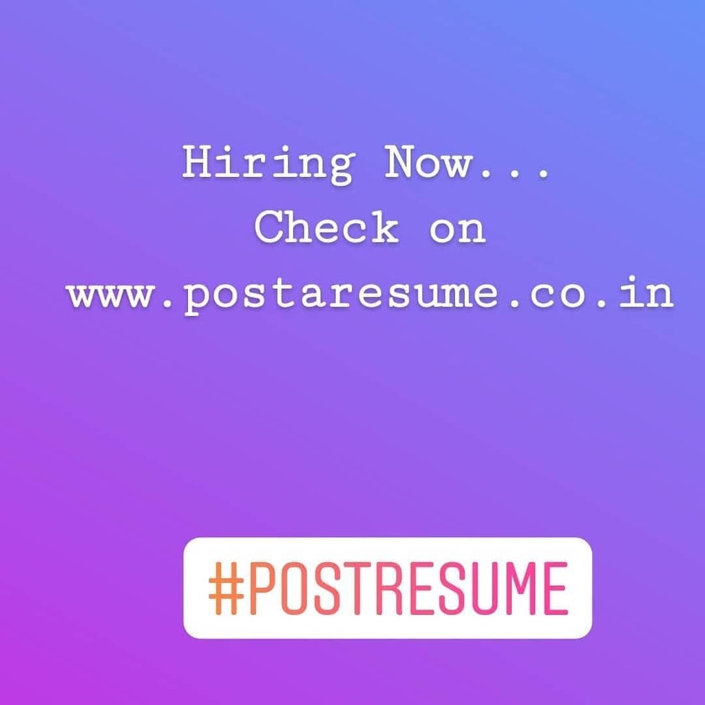 Hiring now... Check on postaresume.co.in
.
#postresume #careers #jobfair #buildcareer #hiring #careerchange #recruitment #job #careercoach #postresume #jobs #careeradvice #joblove #jobsearch #career #jobb #careergoals #joburg #jobsinmumbai #jobsi… instagr.am/p/CJg1xoaHhEl/