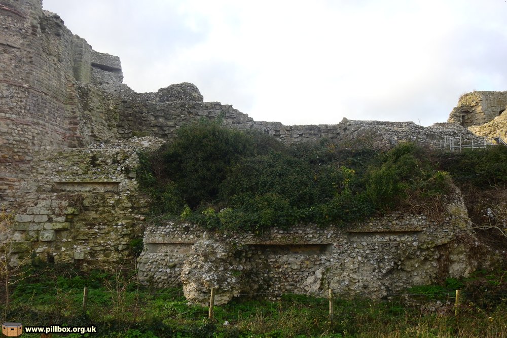 The pillboxes were ingeniously camouflaged with flints set in mortar to blend them in with the Roman and Medieval masonry. In many ways, however, I think this camouflage has actually hindered study of the SWW defences at Pevensey Castle - but why? 3/16