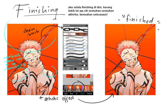 3. FINISHINGBuat finishing, aku biasanya nambahin cahaya ilahi(?) dan efek glitch, kadang masih atur ulang brightness/contrast/hue/saturation tiap layer juga sih kalo merasa belum sreg. Aku selalu finishing di ibis jadi penjelasannya cuma pake ibis