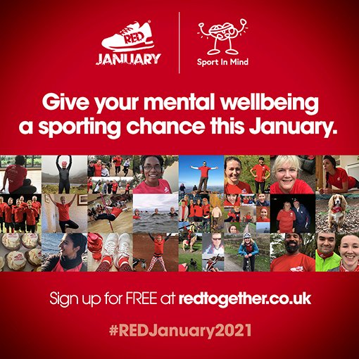 It's important to continue being active in 2021 so we're supporting <a href="/sportinmind/">Sport in Mind</a> and <a href="/REDJanuaryUK/">RED January</a> to get people active everyday in January to beat the blues. 
Sign up today  
#REDJanuary2021 #MentalHealth
 joinredjan.co.uk