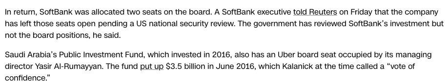 What did Softbank do with that money? Well, they used it to become the largest shareholder in Uber, another WestExec Client listed by Blinken! (That's why Uber has a personal pal of MBS on it's board of directors)