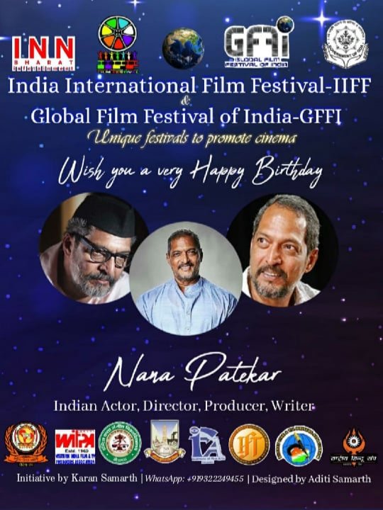 gffofindia's tweet photo. Many many Happy Returns of the Special Day to a wonderful Soul, Passionate Actor, Director, Producer and Lovely Friend.... dear dear Nana Patekar
@nanagpatekar 
.
.
.
#HappyBirthdayNanaPatekar #gffofindia #iiffindia https://t.co/Pq1J2BHIfS