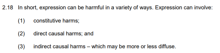 Sneak back in 'constitutive harm' - even though no-one can provide an example of it. It just makes the harm sound worse if you can categorise and sub-categorise it.