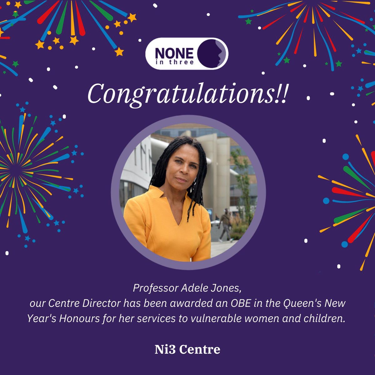 NoneinThree's tweet photo. We're proud to share the news of this very well deserved recognition for Adele’s work and achievements. Congratulations!!

#Ni3Centre
@Adele_jones73 @HuddersfieldUni @researchisace @WeLoveResearch https://t.co/ShSQYJHOZu
