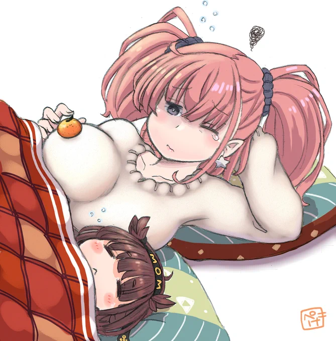 おこたでお昼寝している間にハツジュニア(※初くんのサブ艦。まだちっちゃい。)によるいたずらでお胸の上にみかんを置かれてしまったママランタ概念…

描き初めがかようなとんでもないやっつけで恐縮ですが、皆様本年も宜しくお願い致しまする… 