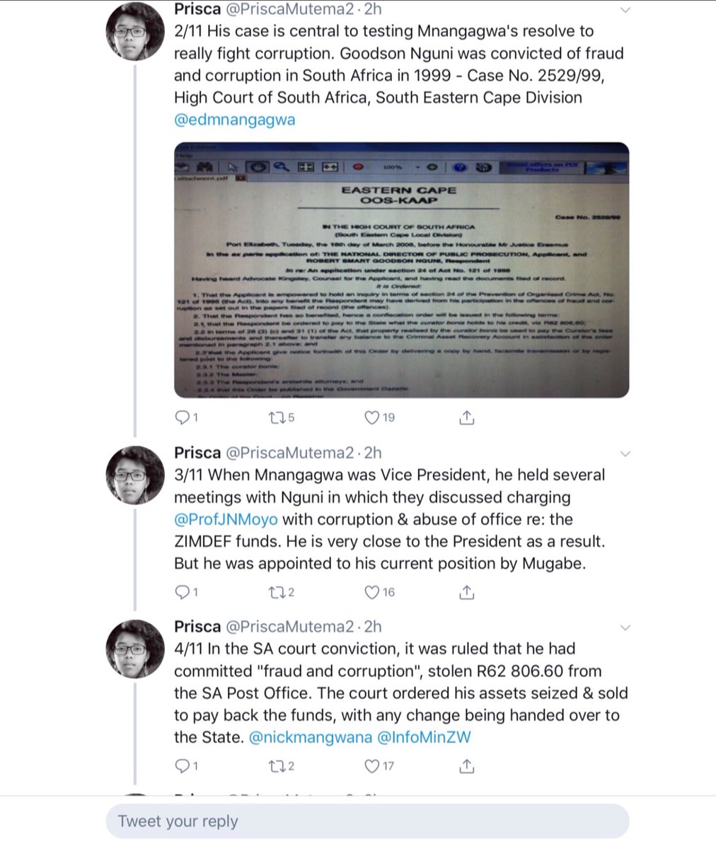 21. Notwithstanding the evidence of corruption staring in the face of  @ZACConline , they still didn’t arrest the ex-ICT Minister! How can any reasonable person dismiss the allegations of being bribed leveled against ex-ZACC Commissioner, Nguni?  @matandamoyo  @thabani_vusa  @MoJLPA