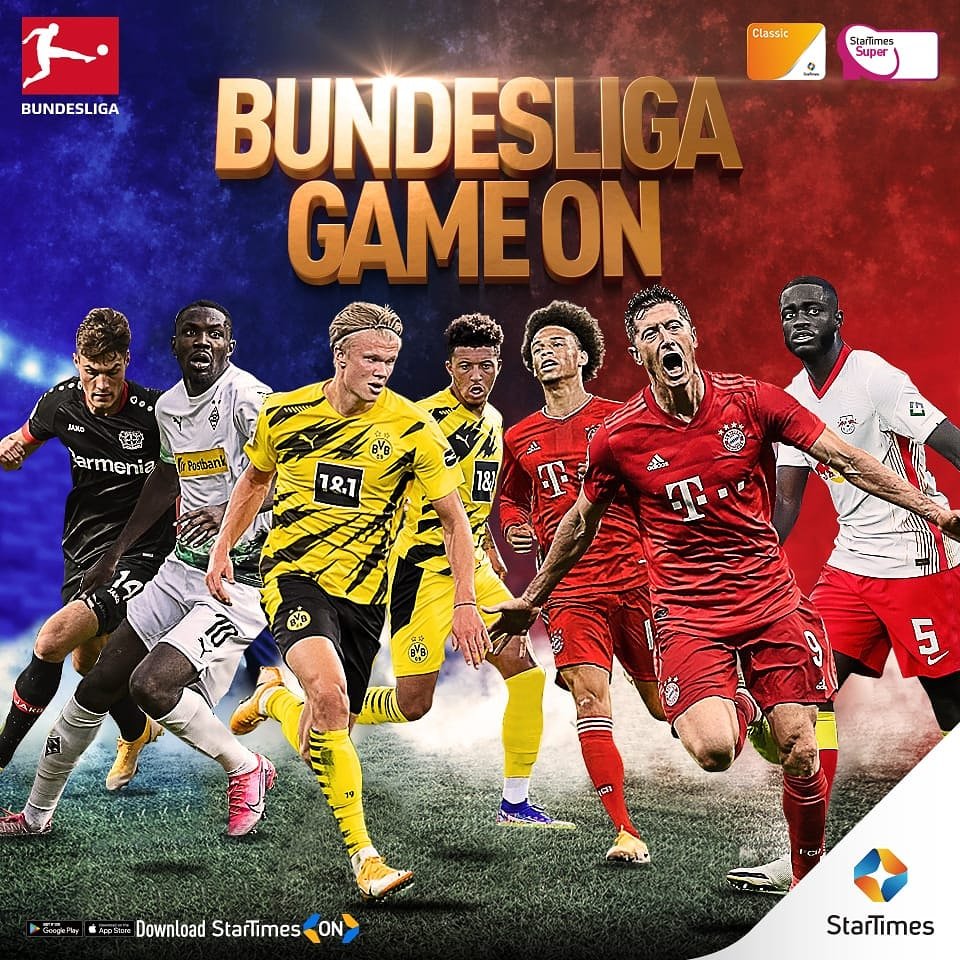 Good News! Bundesliga is back on StarTimes from 3rd Jan, 2021!

Enjoy the best German football matches in LIVE and in HD from this weekend on StarTimes!

Stay tuned on StarTimes; your home of European football leagues 2021.

#BundesligaIsBack 
#StarTimesSports