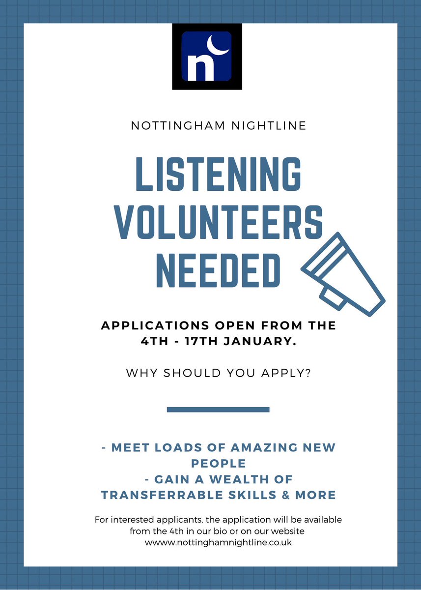 If you can have any questions you can direct them to our lovely training officers via the email nightlinetraining@exmail.nottinghm.ac.uk 💙
