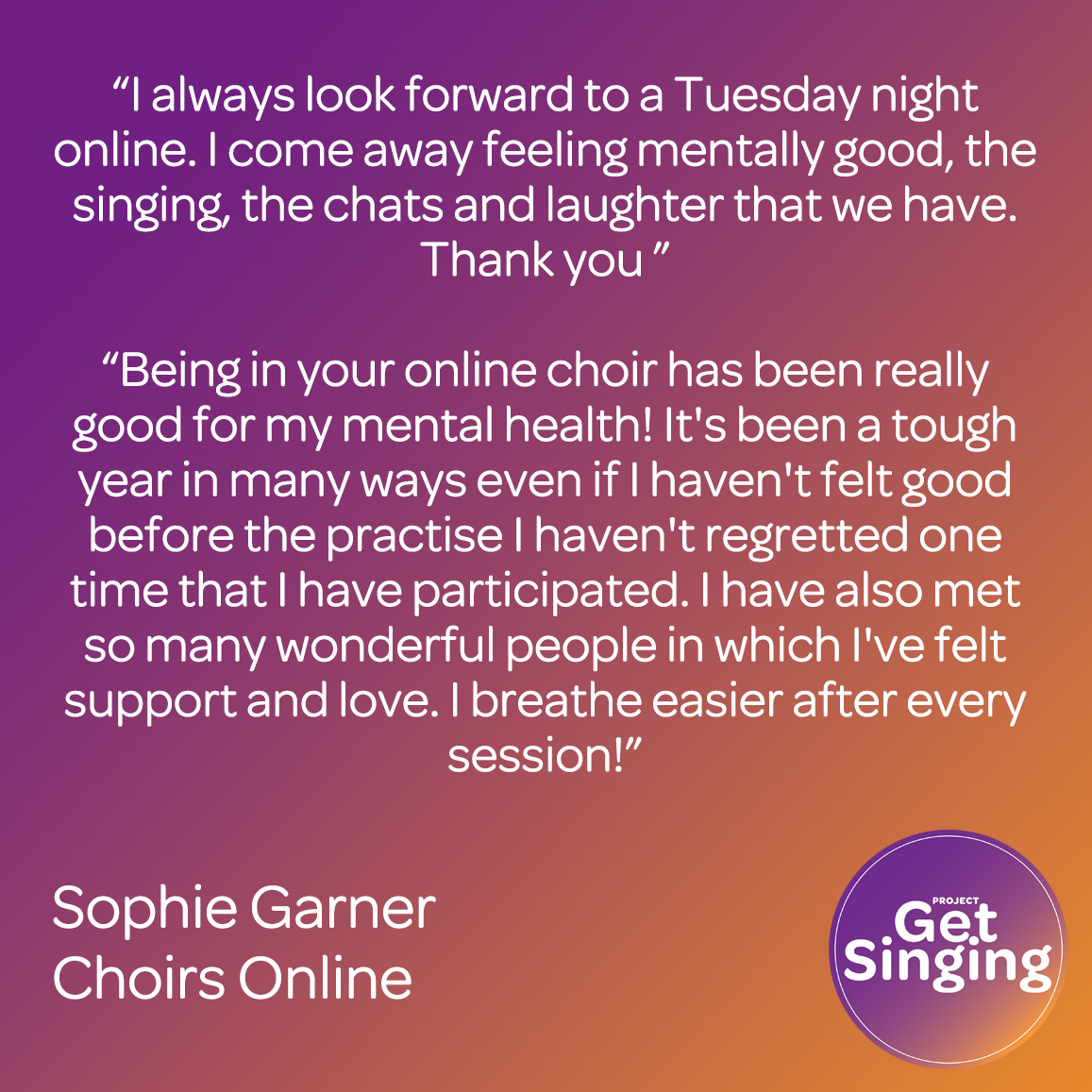 ProjGetSinging's tweet photo. And finally an amazing choir leader but also a choir leader supporter. @sophiegarner1 runs Choir on line It's been a vital resource throughout the pandemic. Her voice is honest and true. Her group is a place of safety Thank you Sophie
#12Daysof2020 #ProjectGetSinging #MDBrunchuk https://t.co/paOMjzfeDH