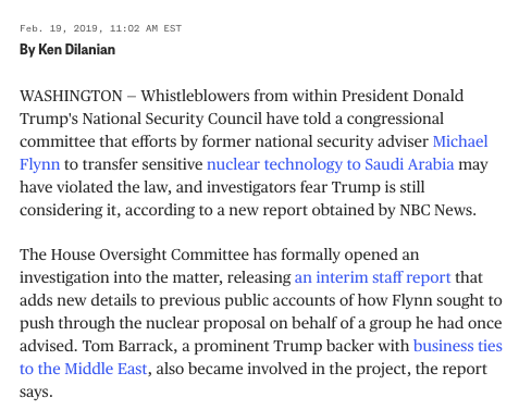 Ross in an interesting case. He's also an advisor to IP3. You know who else was? Michael Flynn. Whistleblowers said it was a conspiracy to transfer sensitive nuclear tech to Saudi Arabia in violation of export laws.