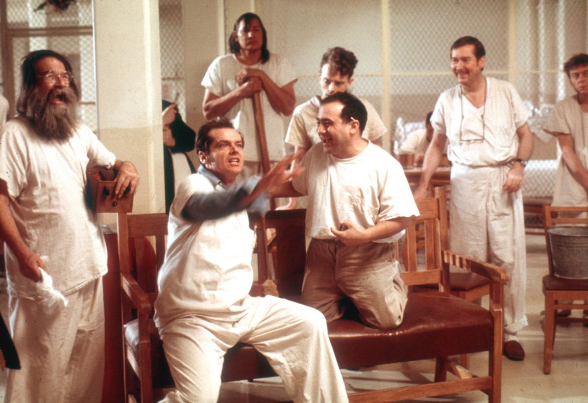 One Flew Over the Cuckoo’s Nest. There is way more to this movie than I can comprehend in this moment after 1 watch. Acting all over the cast the phenomenal. Jack Nicholson already becoming one of my favorite actors. Movie is weird, fun, tragic, beautiful all at the same time.