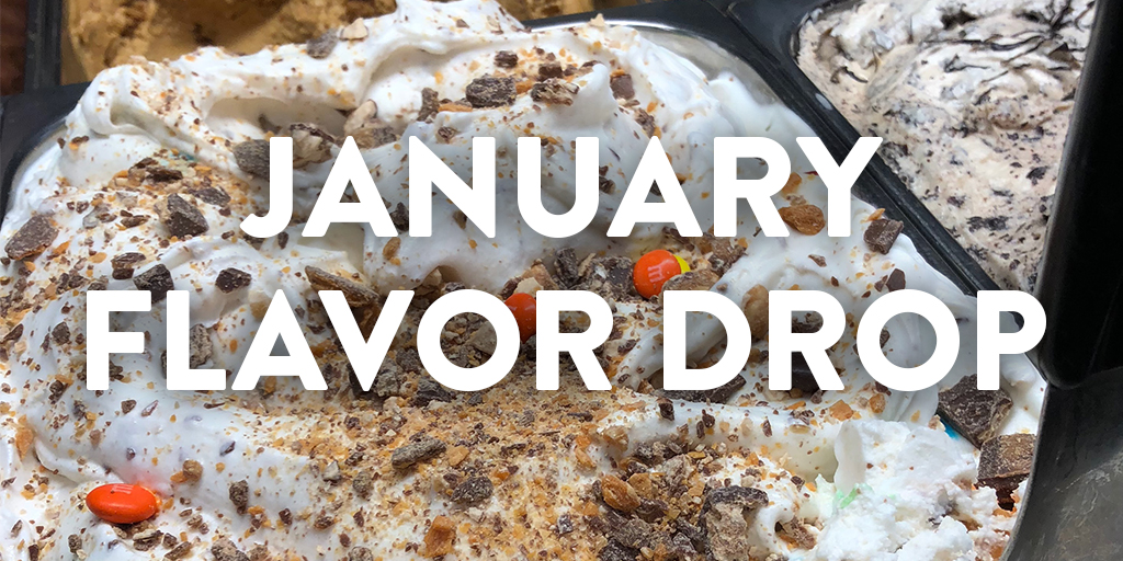 Featured this month: The Nor'Easter (shown), Turtle Cheesecake, Sarah's Chocolate Hazelnut Stracciatella Sorbetto (dairy-free), and Peanut Butter Oreo Sorbetto (dairy-free). Available in our Maine stores and for nationwide home shipping.