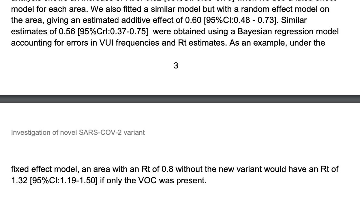 The Public Health England estimates which say the UK variant pushes up the R value up by between 0.4 and 0.7 are based on the variant being the *only* type in circulation. Here from Public Health England, 'VOC' = The variant:  https://assets.publishing.service.gov.uk/government/uploads/system/uploads/attachment_data/file/947048/Technical_Briefing_VOC_SH_NJL2_SH2.pdf