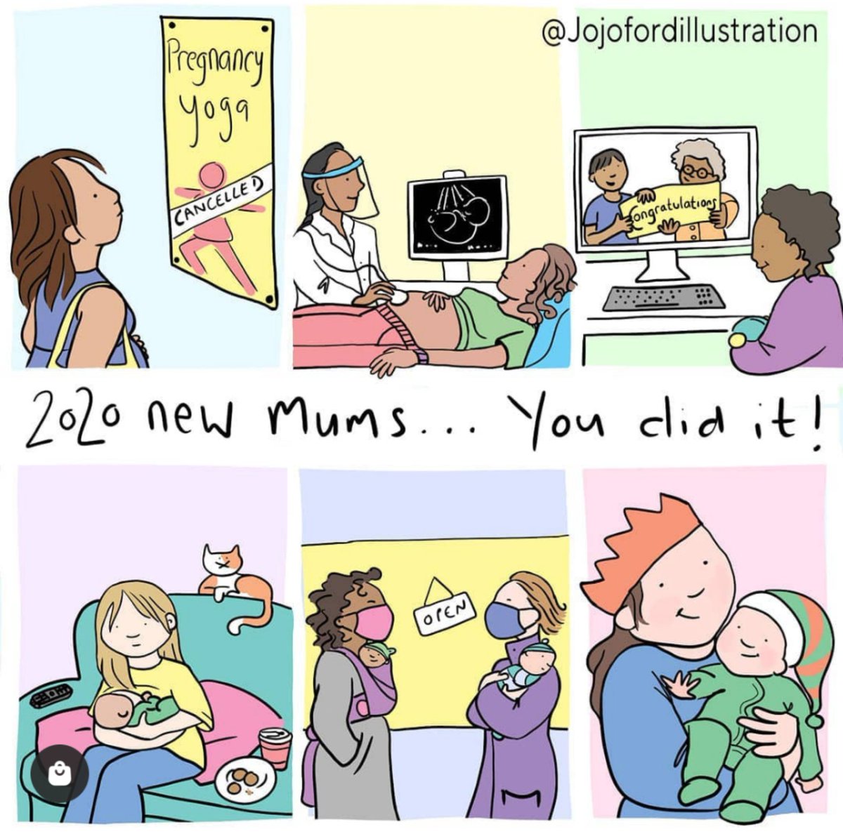 This one is for all the new mums, pregnant people, their partners and professionals who made it through, despite it all. We know it's been hard in patches or permanently. We firmly promise to do everything we can to make birth better in 2021. 💜 Thank you @jojofordillustration