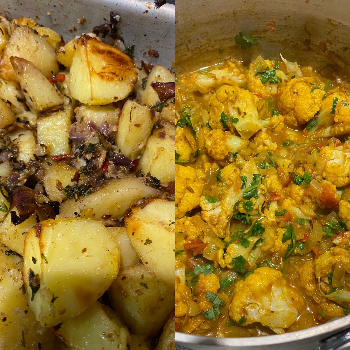 Masala gobi and gunpowder potatoes for later #ilovecooking #flavours #spices #HAPPYNEWYEAR