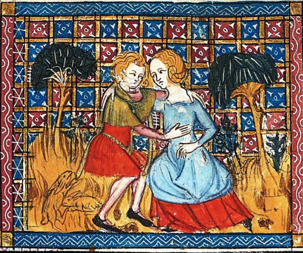 Иллюстрации 14 века. Гильом де Лорис средневековье.