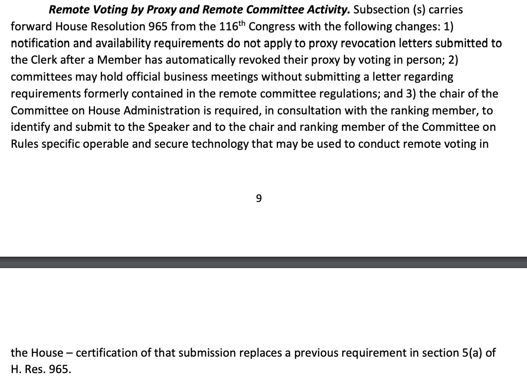And proxy voting will continue in the new Congress, subject to the same restrictions as it is currently.