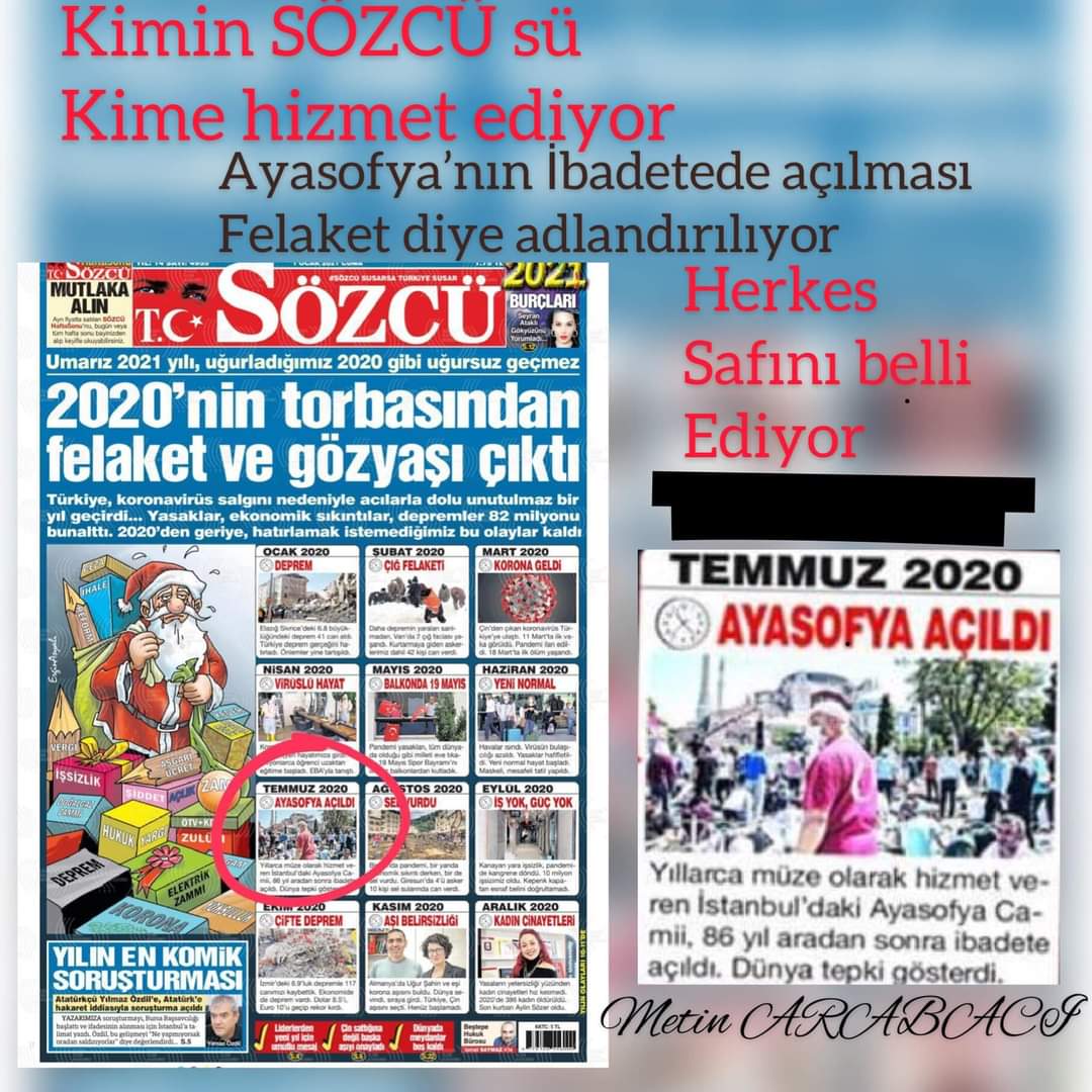 Yüzyılın felaketine imza atmışın be #sözcü iyiki açıldı #AYASOFYACAMİİ