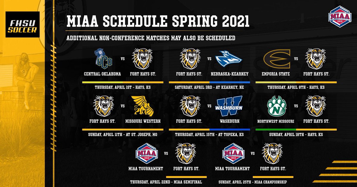 Kicking off the New Year with the release of our Spring Conference Schedule. Times TBD and we hope to add some non-conference games before MIAA play kicks off. 

Here’s to hoping 2021 is the year of the 🐯! #RollTiges🐯⚽️